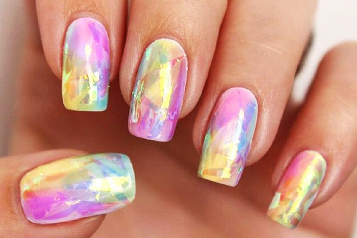 We Love This Rainbow Opal Nail Art
