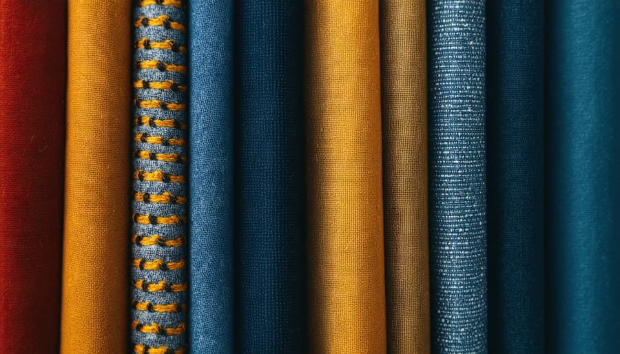 Detailed view of different fabric materials used in adaptive clothing, showing texture variations
