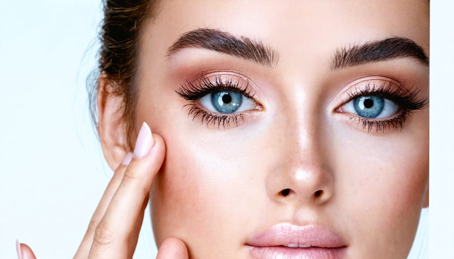 Augmented reality makeup testing application on smartphone screen