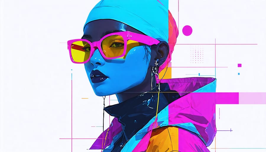 3D avatar showcasing digital fashion in virtual reality space