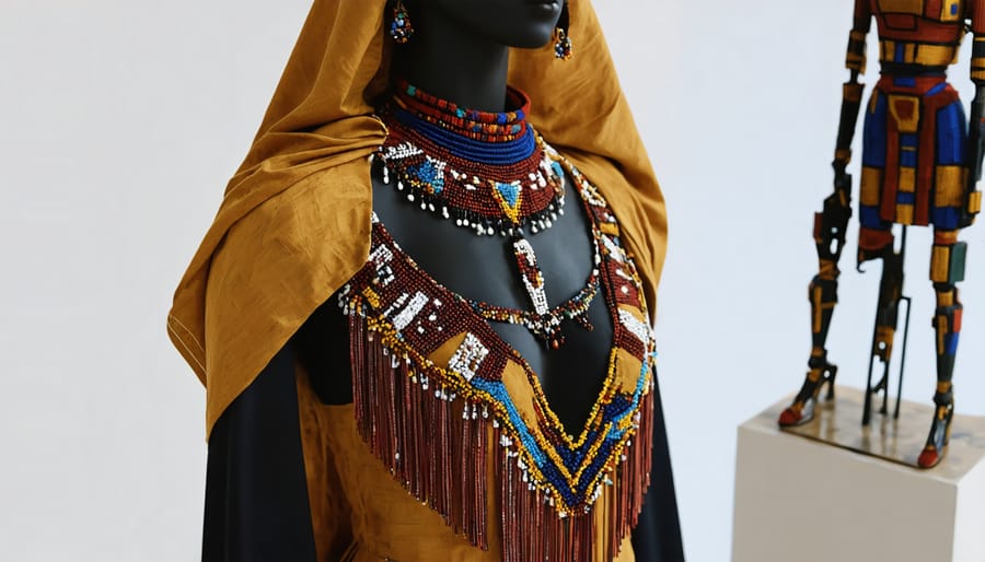 Fashion designer creating fusion wear combining modern and traditional ceremonial design elements