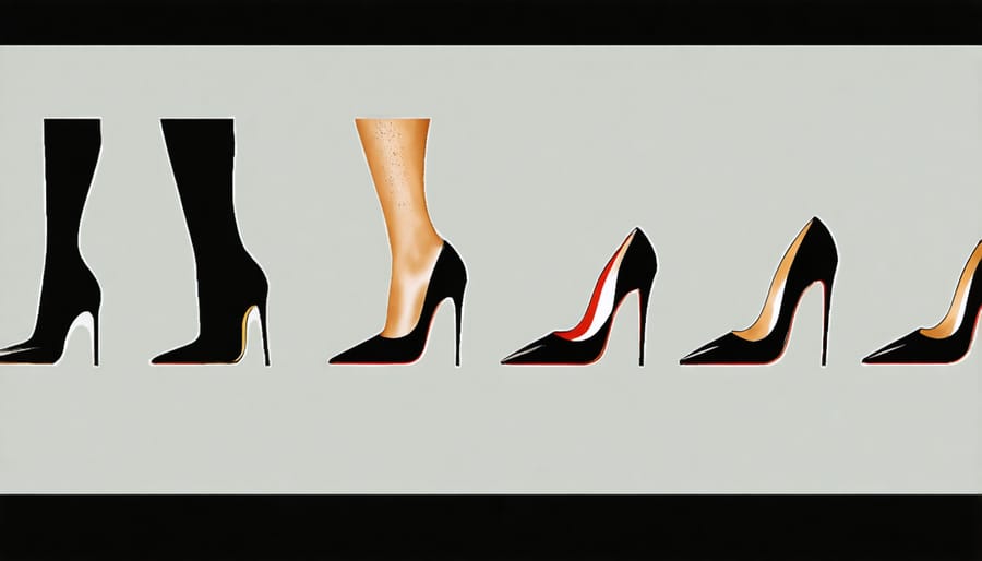 Timeline showing the transformation of stiletto heel designs across decades