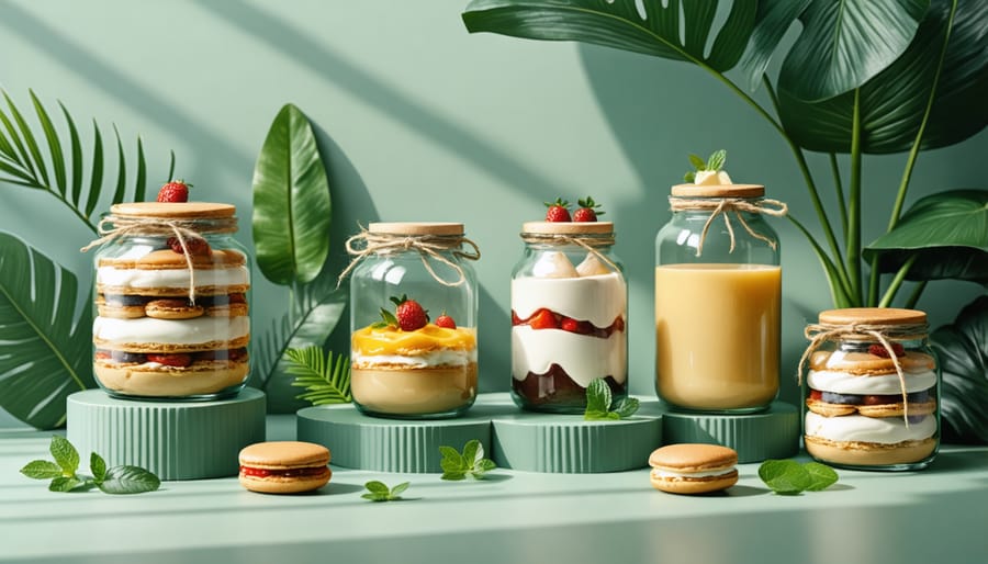 Collection of zero-waste beauty product packaging with French pastry-inspired design elements