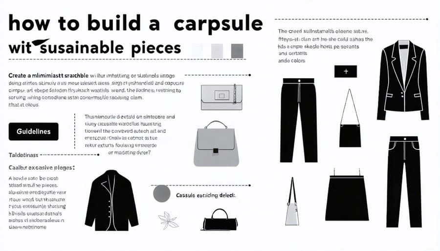Visual guide to creating a sustainable capsule wardrobe with essential pieces