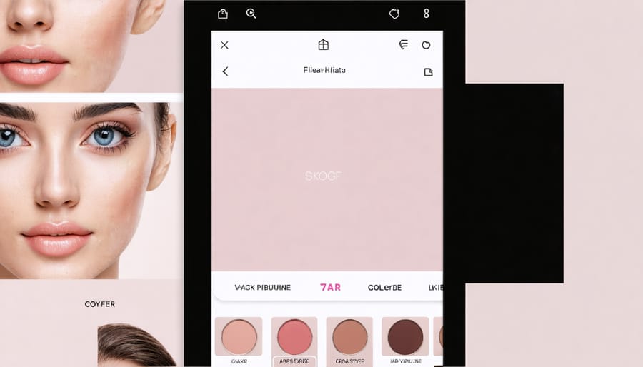 Augmented reality beauty app demonstrating virtual makeup try-on feature