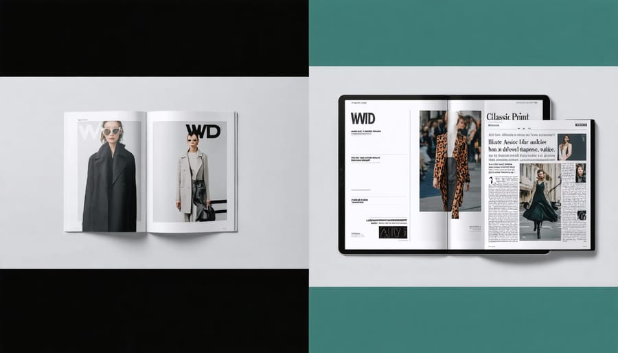 Comparison of WWD's traditional print format and current digital platform