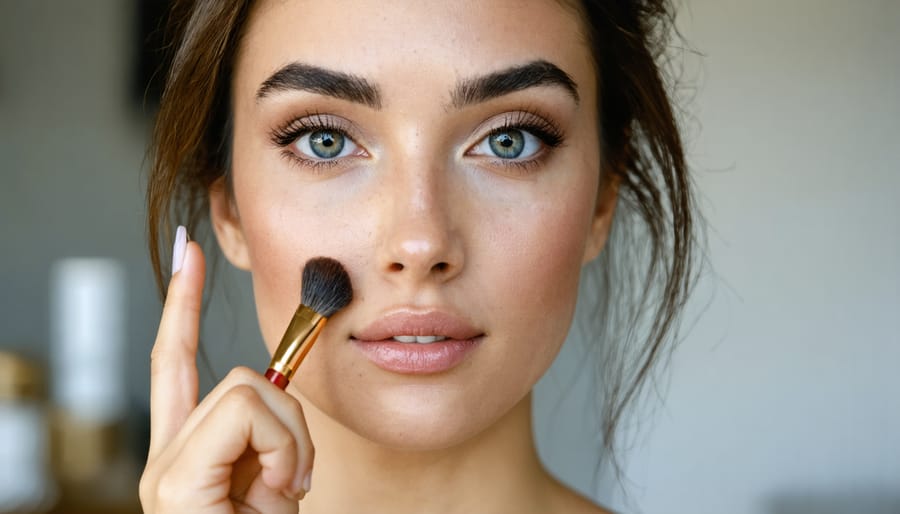 Smartphone screen showing AR makeup try-on application with multiple beauty looks