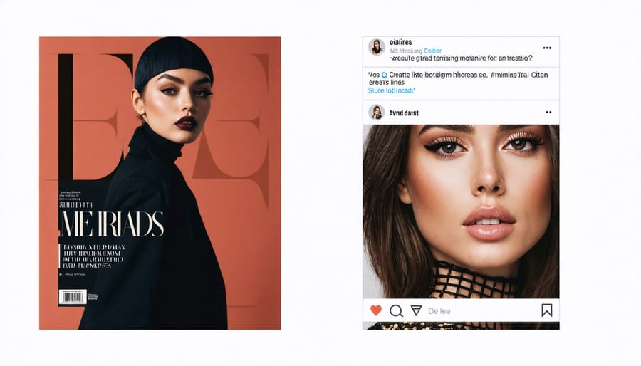Comparison between traditional fashion media and modern social media beauty content