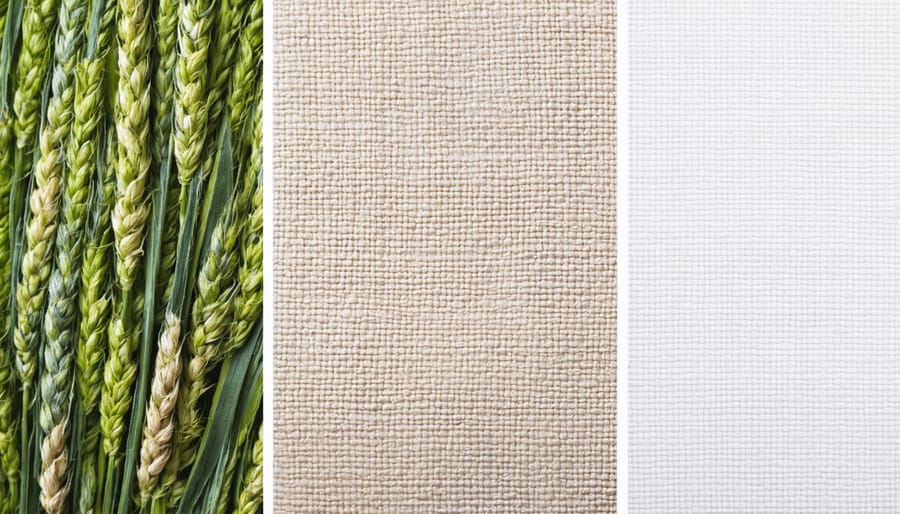Detailed view of different sustainable fabric textures and weave patterns